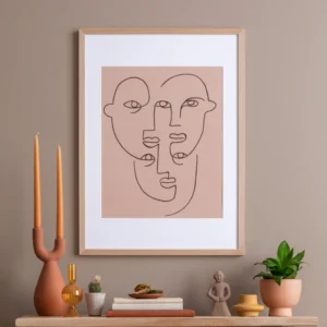 3 Faces Framed Drawing