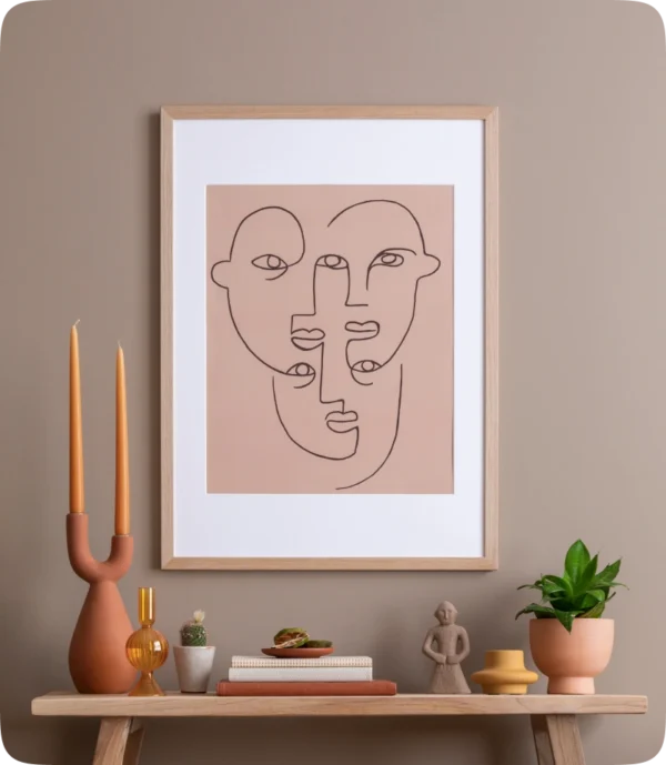 3 Faces Framed Drawing